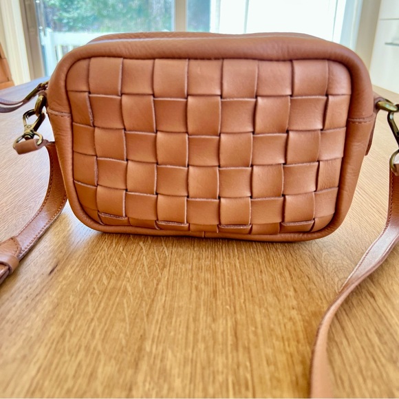 Madewell Transport Camera Bag Woven Edition Tan Leather crossbody - Picture 2 of 8
